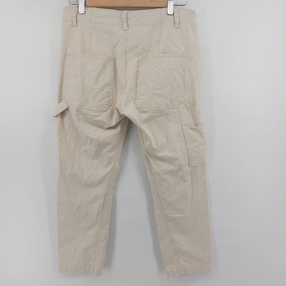 Vince Straight Leg Cropped Cargo Pants  Cream Size 27 Cotton Elastane - Picture 3 of 5